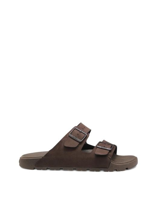 Boss Brown Buckle-Strap Sandals for men