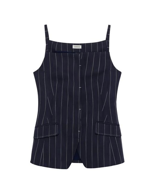 Jonathan Simkhai Blue Striped-Pattern Sleeveless Blouse