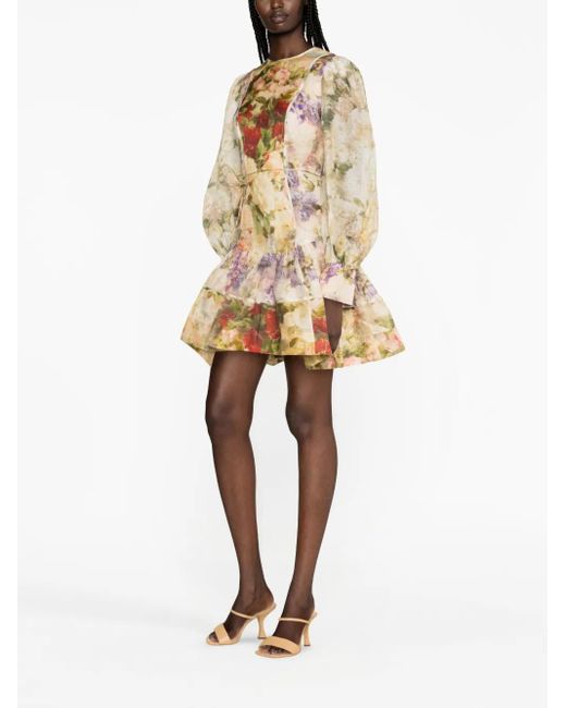 Zimmermann Metallic Sensory Flip Linen-silk Minidress