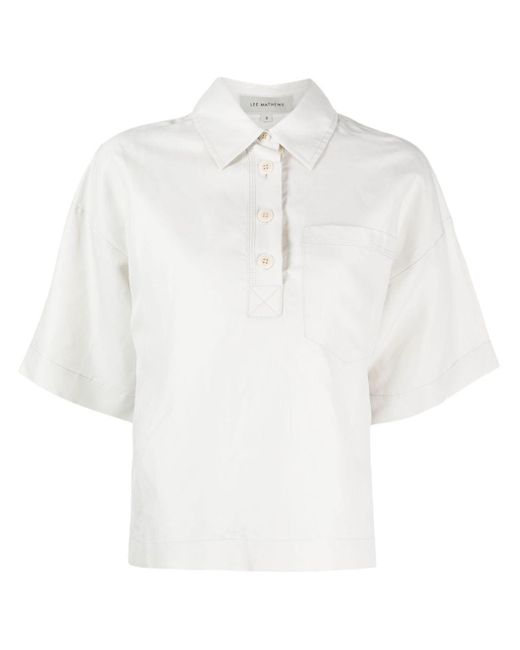 Lee Mathews White Pleat-detal Polo Shirt