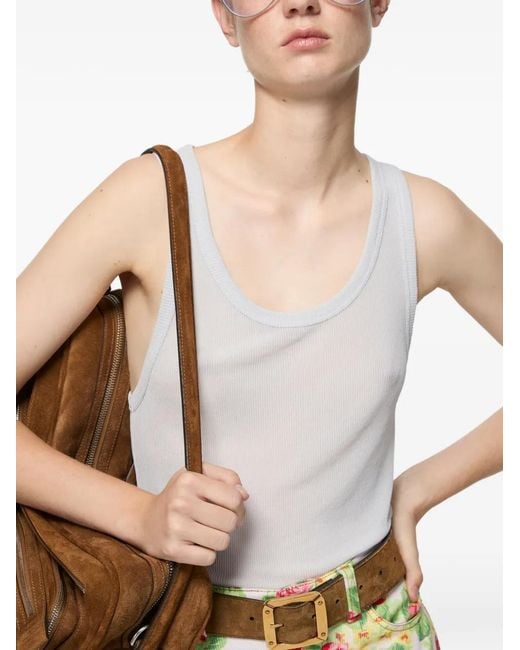 Acne Geribbelde Top in het White