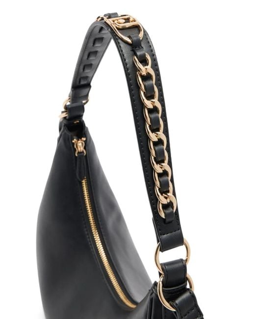 Liu Jo Black Chain-Embellished Crescent Shoulder Bag