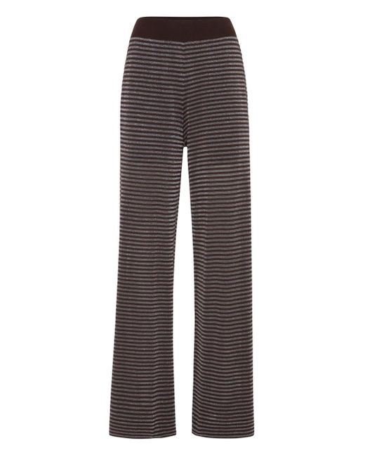 Brunello Cucinelli Gray Gestreifte Hose Mit Hohem Bund