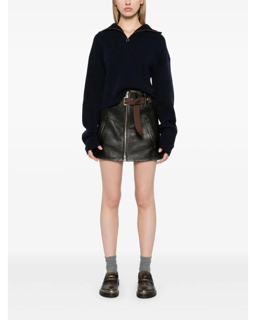 Prada Black Leather Mini Skirt