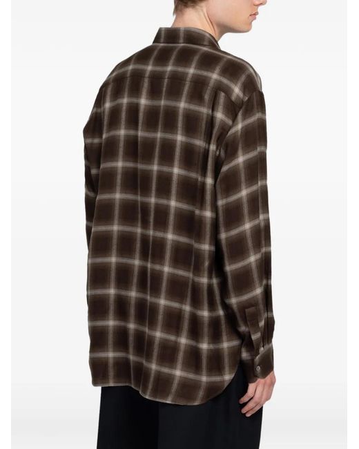 Ssstein Brown Check Oversized Shirt for men