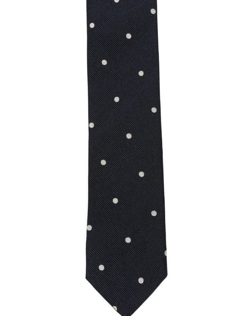 Eleventy Black Polka-Dot Silk Tie for men
