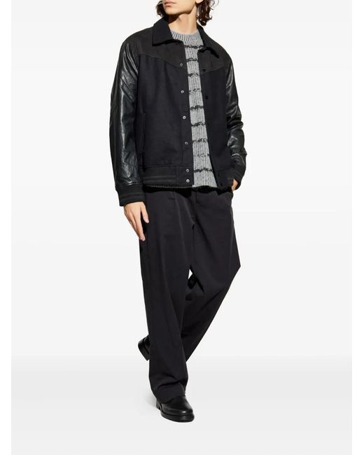 AllSaints Black Endleton Leather Panelled Jacket for men