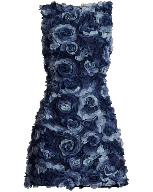Tadashi Shoji Blue Flower Appliqué Sleeveless Dress