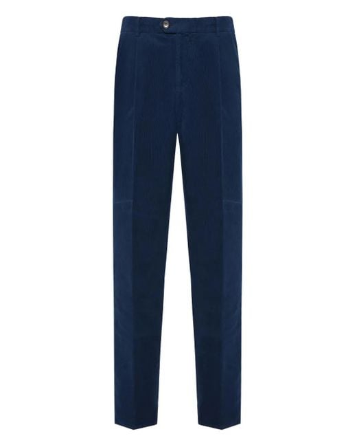 Brunello Cucinelli Blue Corduroy Trousers for men