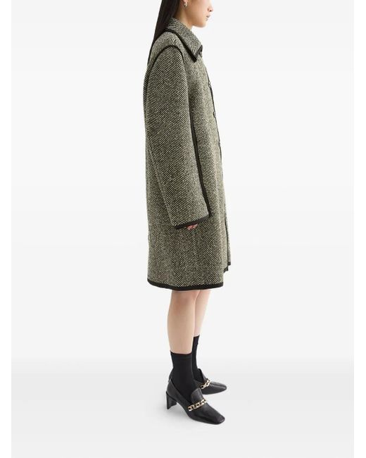 Jil Sander Green Herringbone Coat
