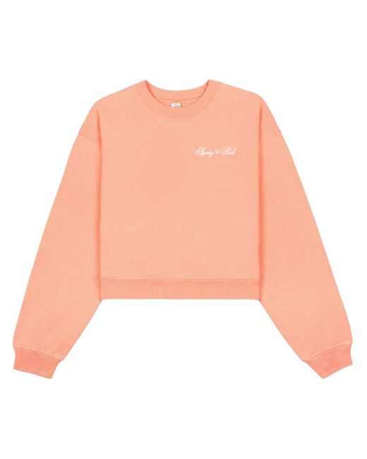 Sporty & Rich Pink Curvise Logo Crewneck Peach In Cotton