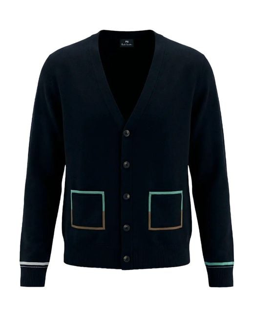 Paul Smith Blue Pocket V-Neck Cardigan