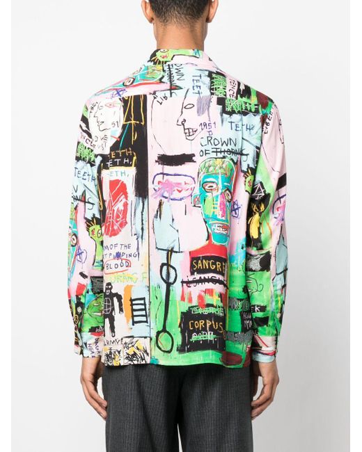 Wacko Maria Jean Michel Basquiat Hawaiian Shirt in Green for Men