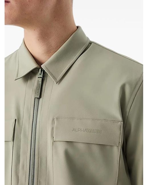 Alpha Tauri Green Zip-Up Flap-Pocket Jacket for men