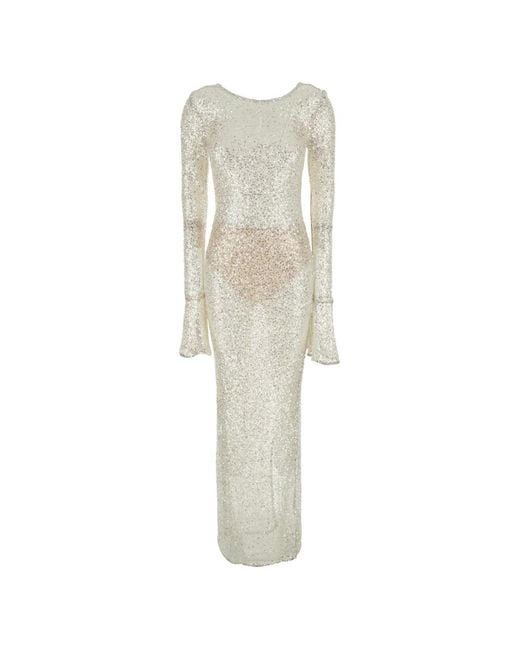 Twentyfourhaitch White Algedi Sequin-Embellished Dress