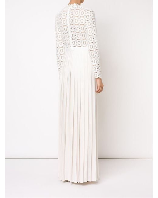white christmas dresses Pleated Crochet Floral Maxi Dress – self-portrait-US main image 0