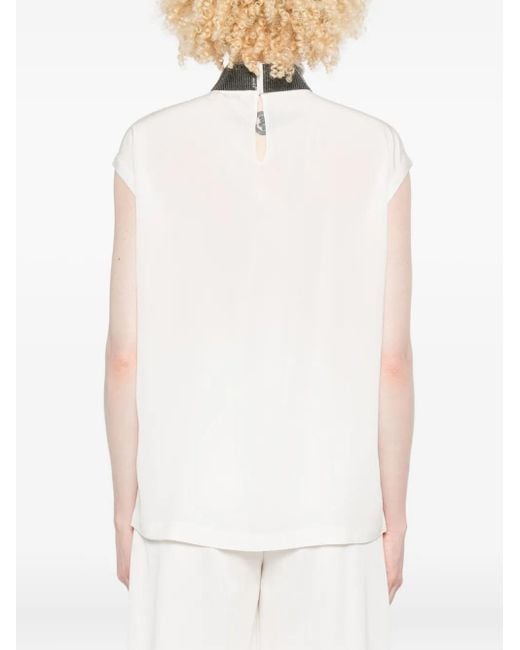 Top con cuello alto Brunello Cucinelli de color White