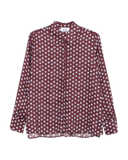 Niu Camelia Polka-Dot Collared Shirt