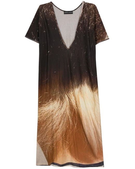 BARBARA BOLOGNA Brown Graphic-print Cotton Midi Dress