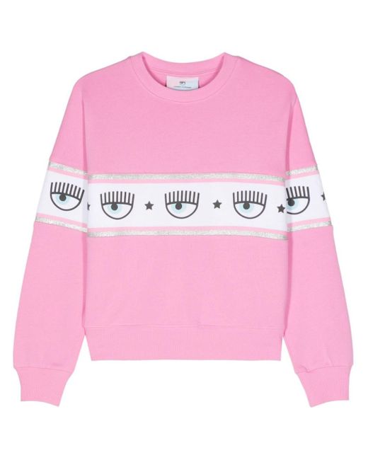 Chiara Ferragni Pink Logomania-motif Cotton Sweatshirt