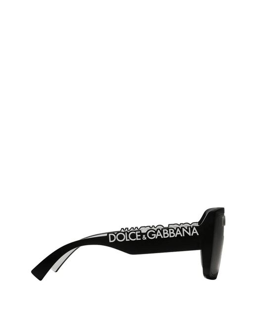 Dolce & Gabbana Black Logo Rectangle Sunglasses