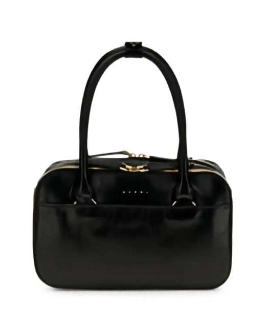 Marni Black Boxyne Leather Tote Bag