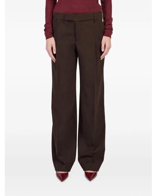 FEDERICA TOSI Black Wide-Leg Pressed-Pleat Trousers