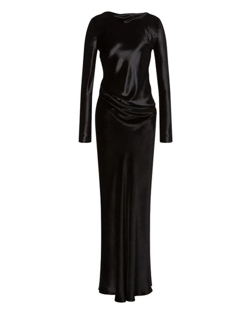 Alberta Ferretti Black Satin Long Dress