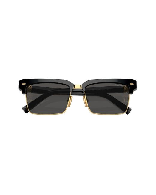 Miu Miu Black Logo-lettering Square-frame Sunglasses