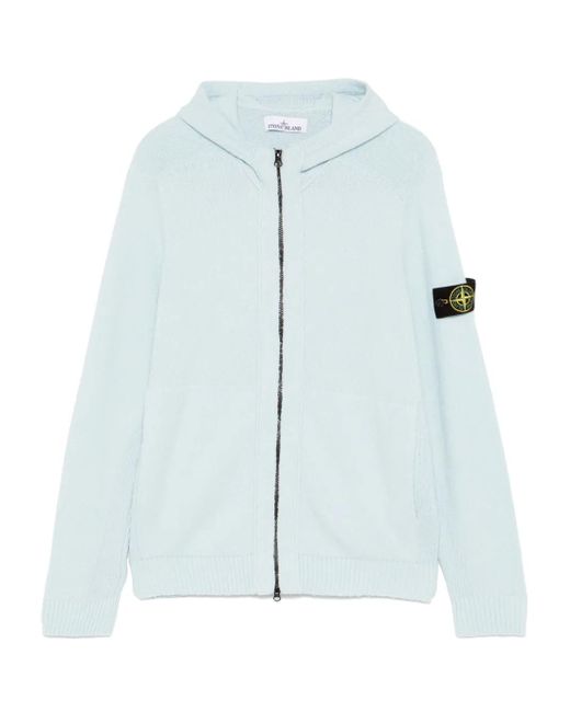 メンズ Stone Island フーデッド カーディガン Blue