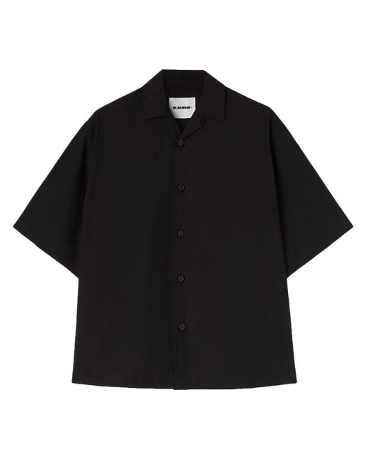 Camicia nera maniche corte di Jil Sander in Black da Uomo