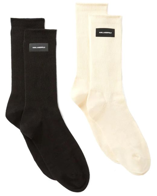 Karl Lagerfeld K/essential ロゴ 靴下 2足組 Black