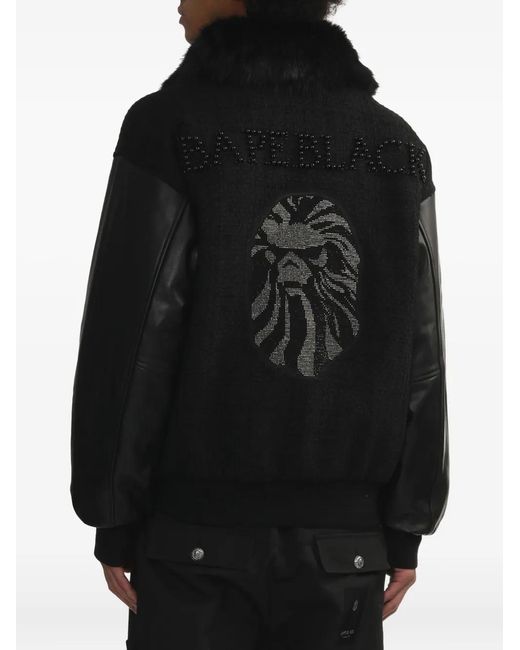 A Bathing Ape Black Trimmed-Collar Bomber Jacket for men