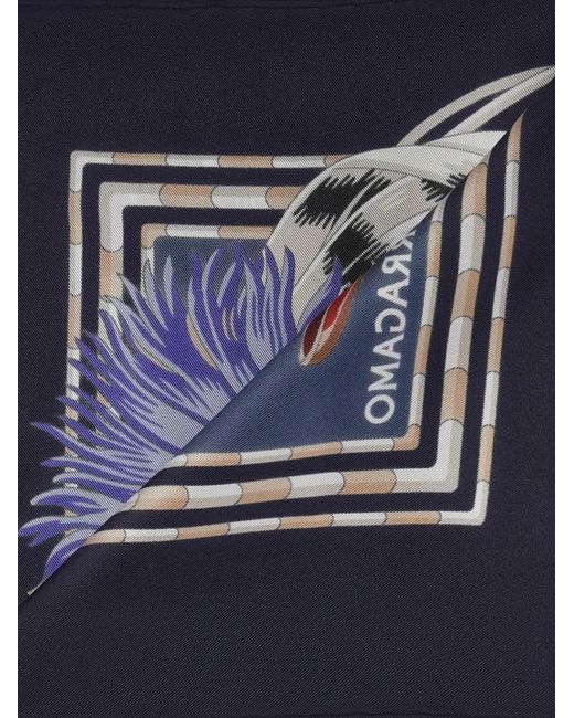 Ferragamo Blue Graphic-Pattern Scarf