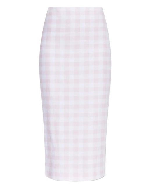LoveShackFancy White Midirock mit Vichy-Karomuster