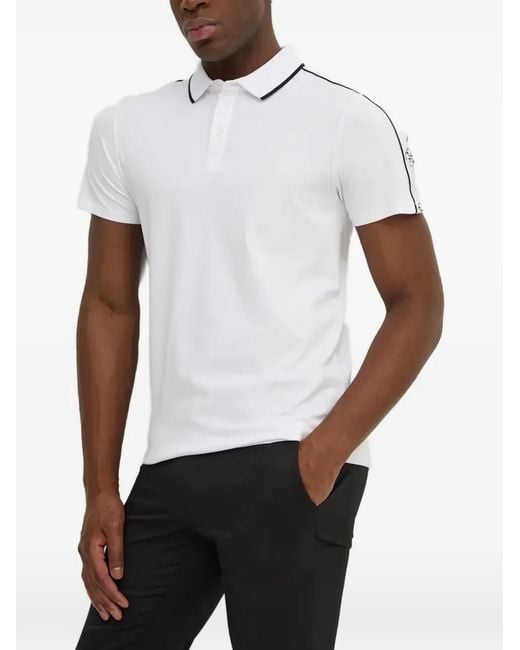 Guess White Logo-Tape Polo Shirt for men