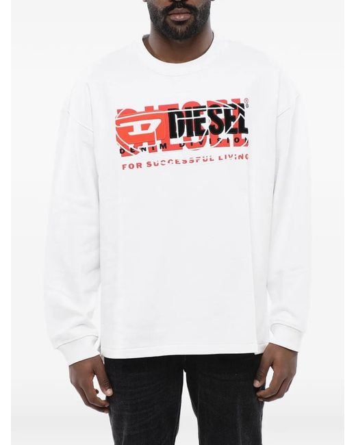 DIESEL White Logo-Print Sweatshirt for men