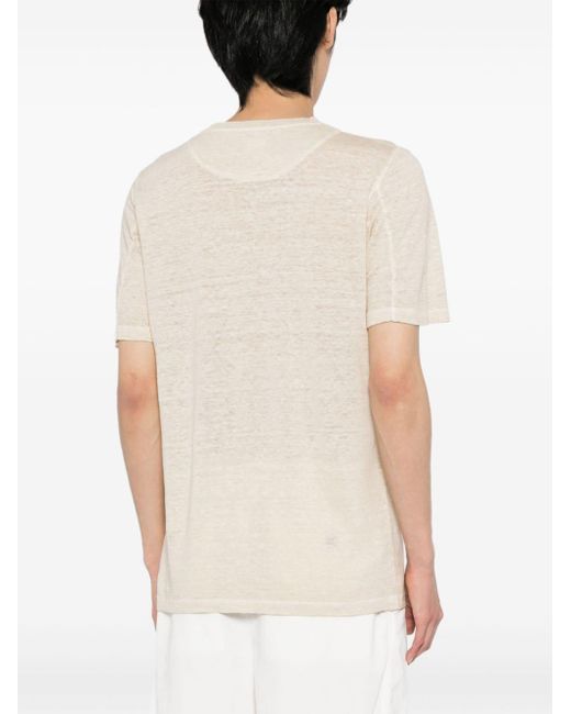 120% Lino White Short-sleeved Linen Shirt for men