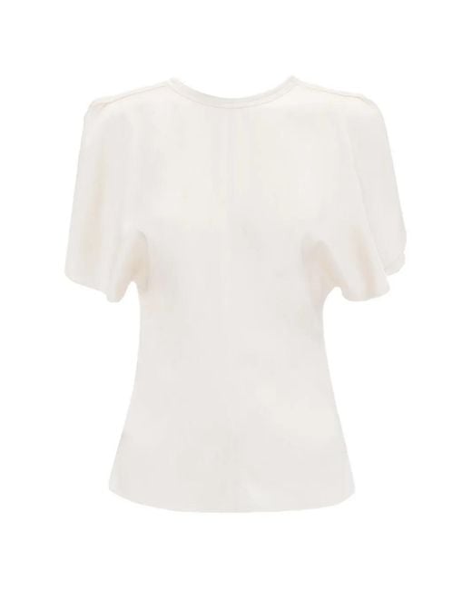 Victoria Beckham White Bela Short-Sleeve Blouse