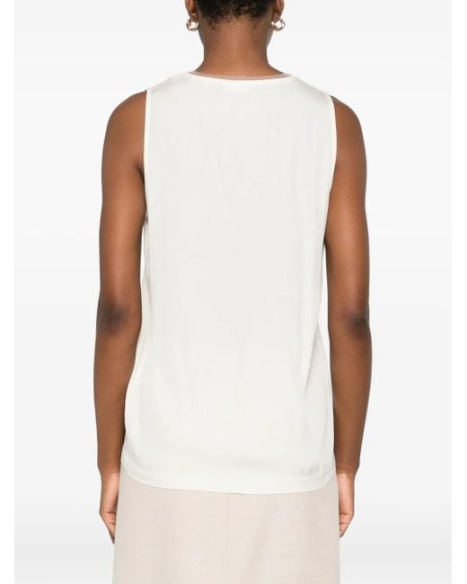 Fabiana Filippi White V-Neck Sleeveless Top