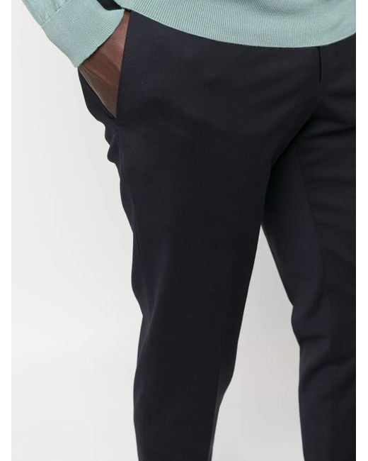 PT Torino Blue Pressed-Crease Tailored Trousers for men