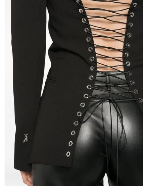 Patrizia Pepe Black Lace-Up Structured Blazer