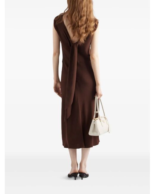 Prada Brown Satin Crepe Midi Dress