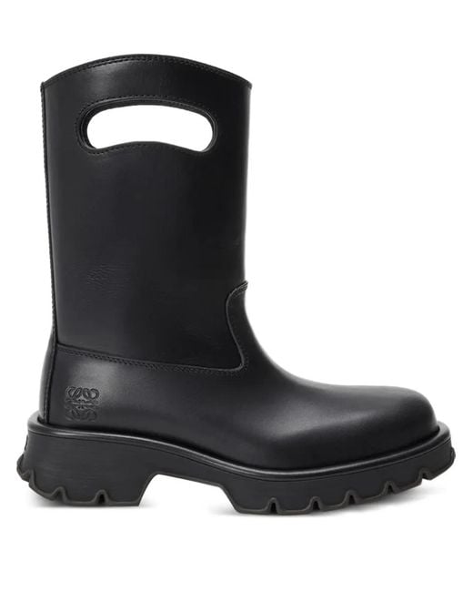 Loewe Black Bobby Cut-Out Lug-Sole Boots