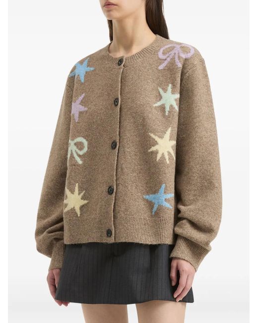 B+ AB Natural Star-Embellishment Cardigan