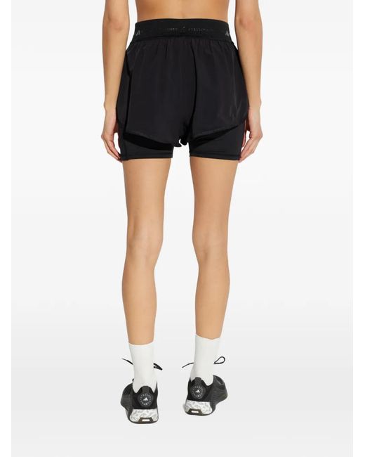Adidas By Stella McCartney Black 2-In-1 Logo-Print Training Shorts