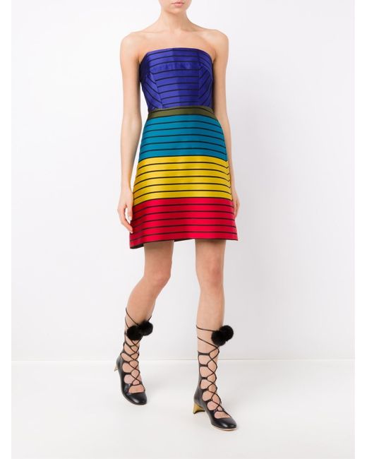 Mary katrantzou 39;freesia39; Striped Bustier Dress in Red  Save 70% 