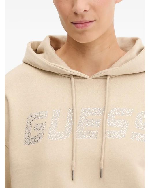 Guess Natural Primula Logo-Detail Cotton Hoodie