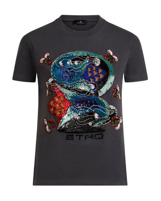 Sudadera con gráfico con apliques de lentejuelas Etro de color Black
