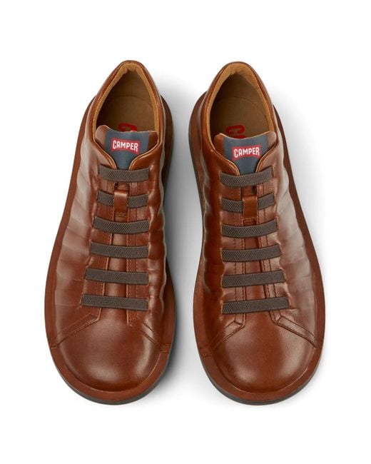 Camper Brown Beetle Lace-Up Leather Sneakers for men